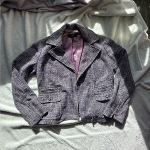 Talbots Purple Tweed Blazer-like Jacket with hidden zipper